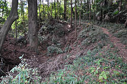 深い堀が諏訪神社を囲んでいます。